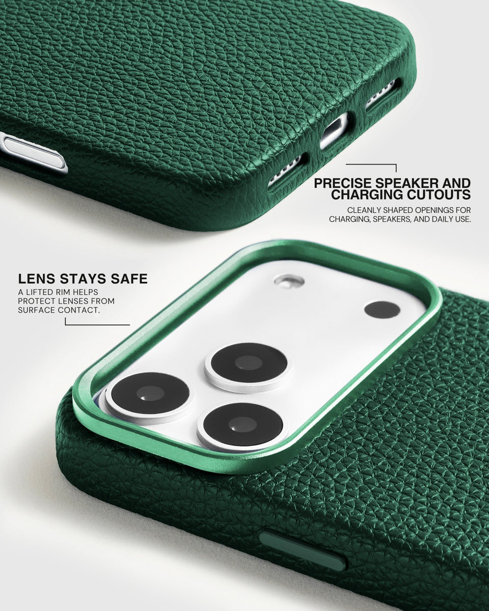 TEXTURED LEATHER CASE — GREEN