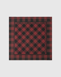 Buffalo check silk scarf in burgundy and charcoal with diagonal twill shading by STICKYZOO