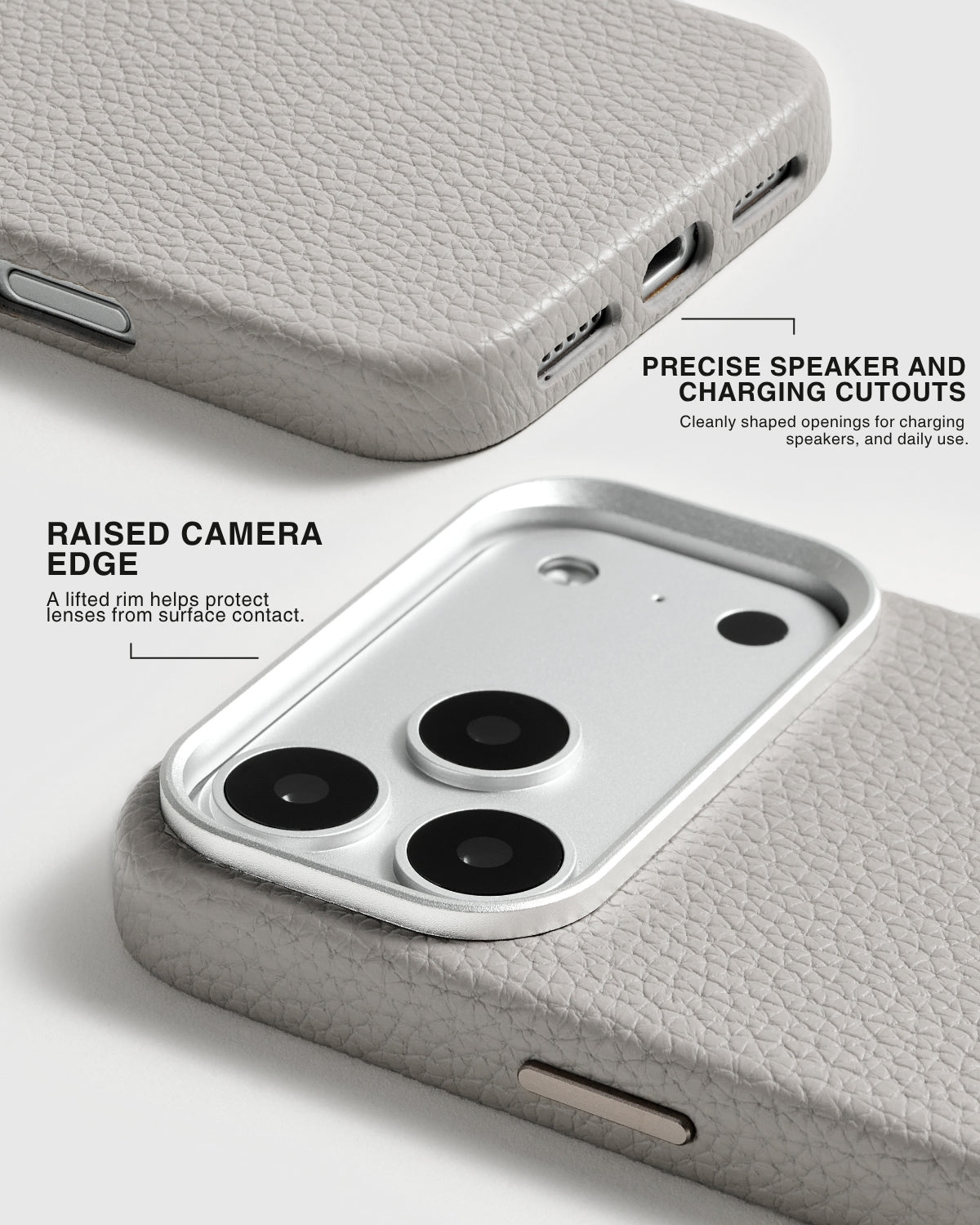 TEXTURED LEATHER CASE — GRAY