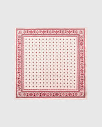 Rosewater tile silk scarf with raspberry diamonds on blush and dusty-pink tile border by STICKYZOO