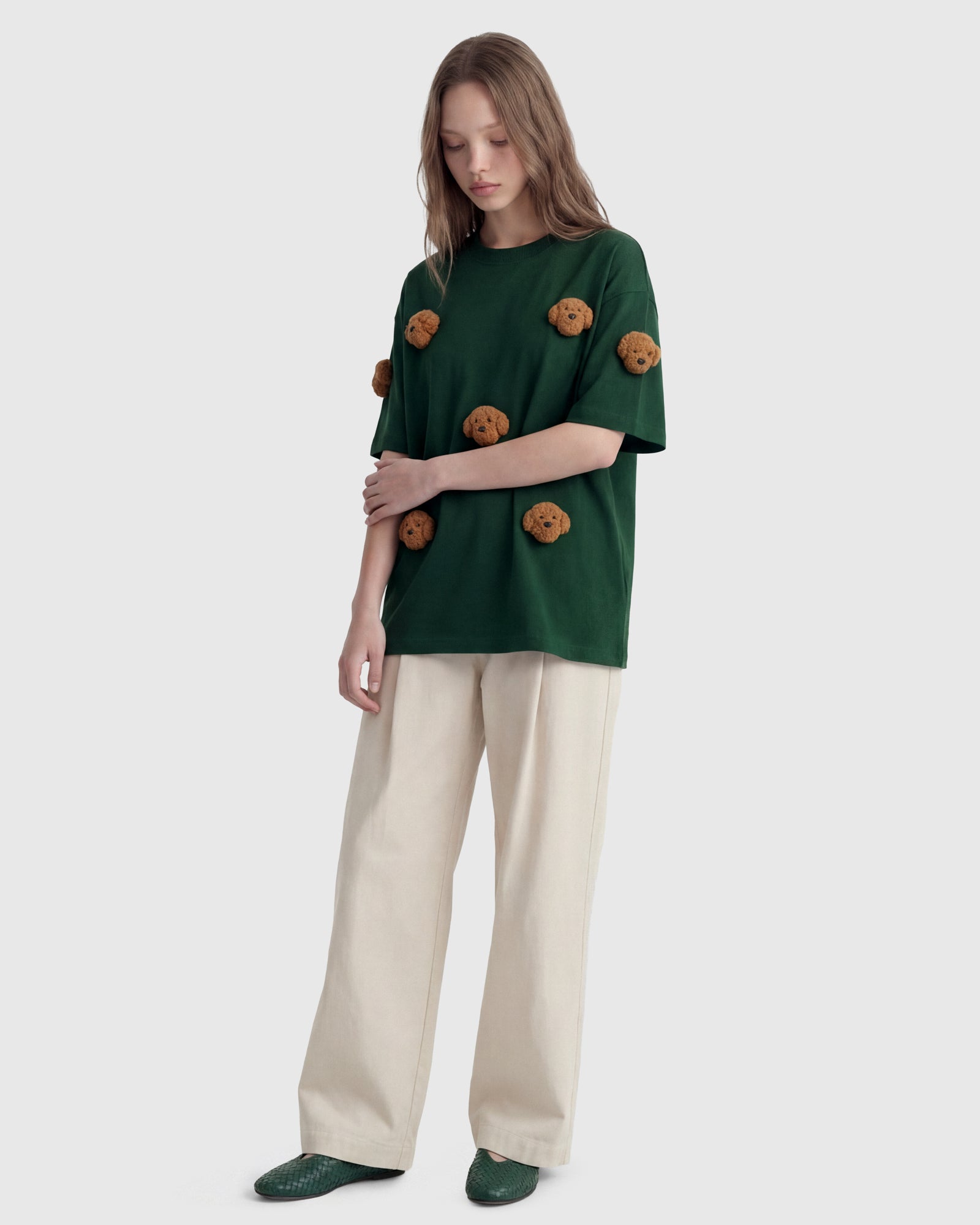 Oversized Poodle T-Shirt Green · 230gsm Handmade Plush – STICKYZOO®