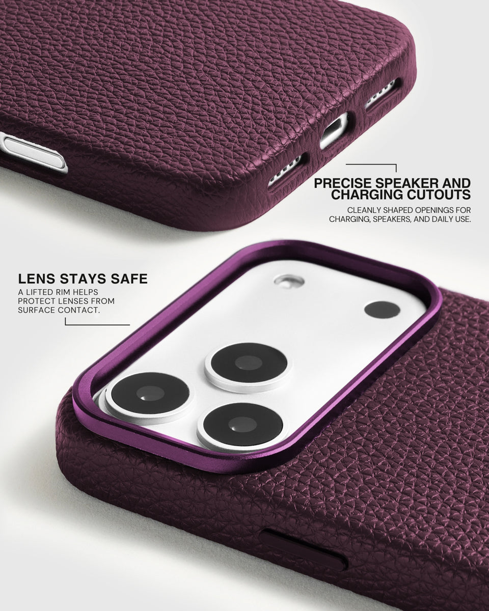 TEXTURED LEATHER CASE — BURGUNDY