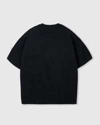Back view of black Softie Scottie T-Shirt showing dropped shoulders