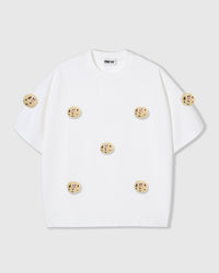STICKYZOO CHOCO CHIP COOKIE T-SHIRT featuring 9 hand-stitched plush cookies, designed in Amsterdam