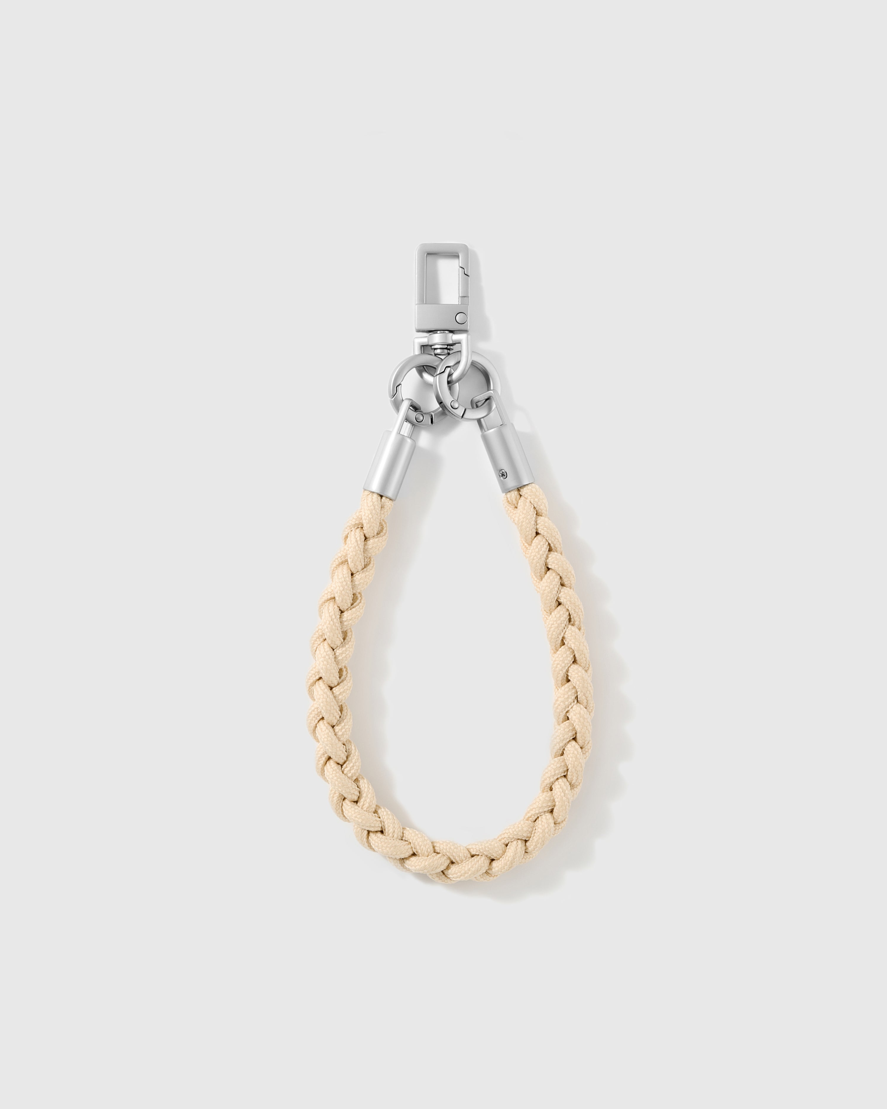Detail of the two-tone cream braided cord and silver-tone hardware, loved by thousands of STICKYZOO customers