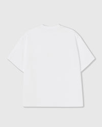 Back view of the oversized white Crab T-Shirt showing the clean blank back panel and relaxed boxy proportions.