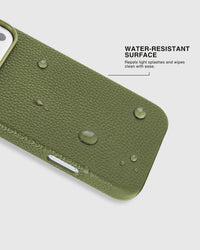 TEXTURED LEATHER CASE — OLIVE