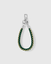 Detail of the two-tone forest and sage braided cord and silver-tone hardware, loved by thousands of STICKYZOO customers
