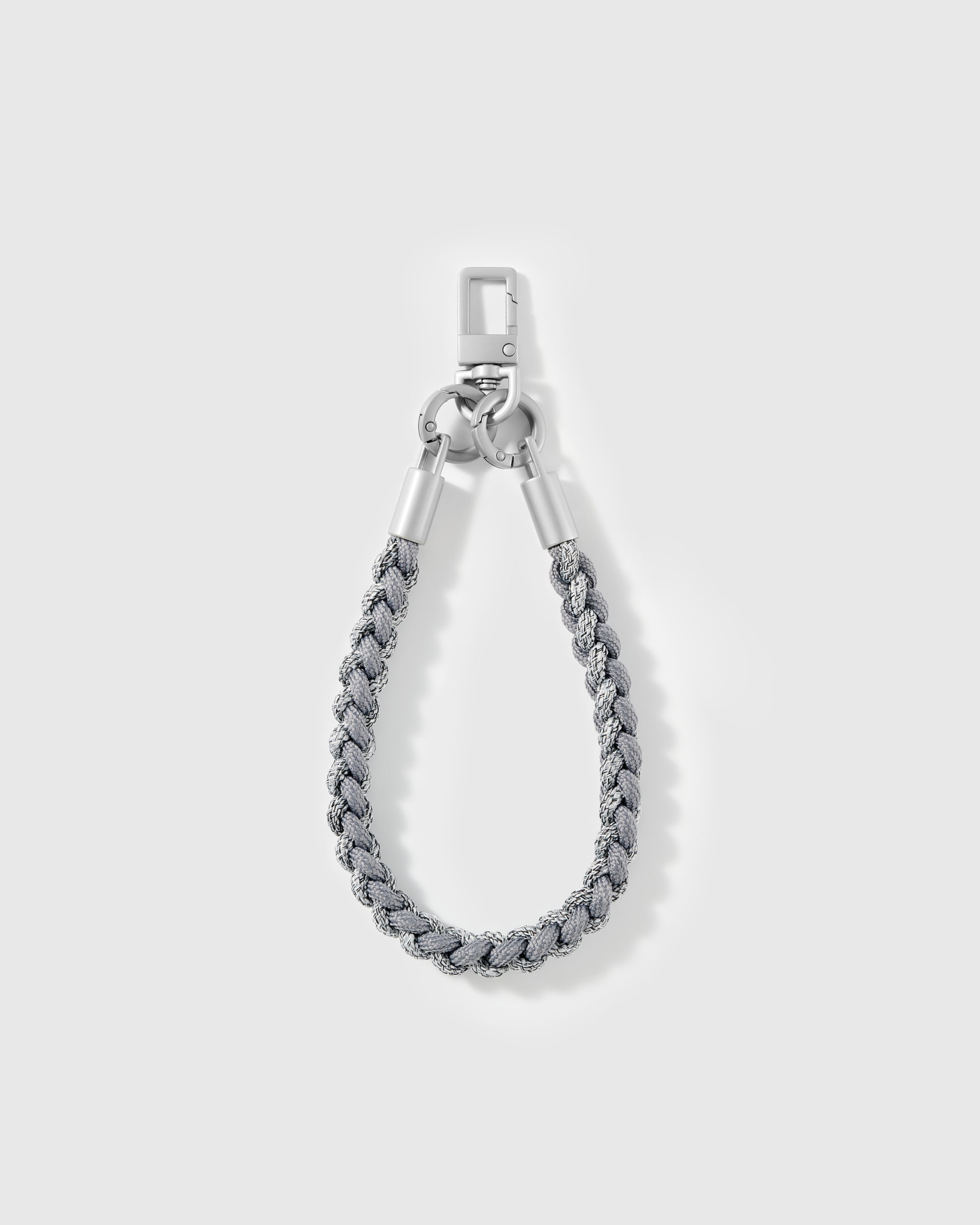 Detail of the two-tone grey braided cord and silver-tone hardware, loved by thousands of STICKYZOO customers