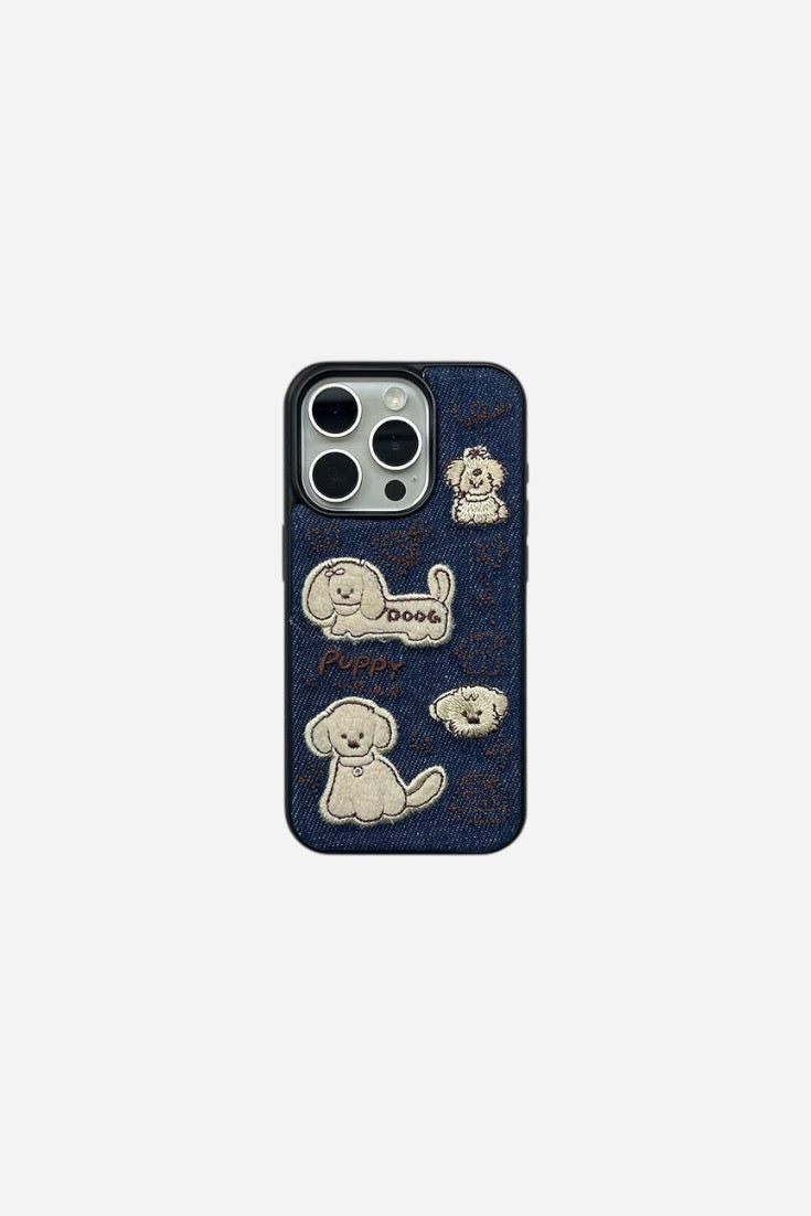 PUPPY DENIM EMBROIDERED CASE