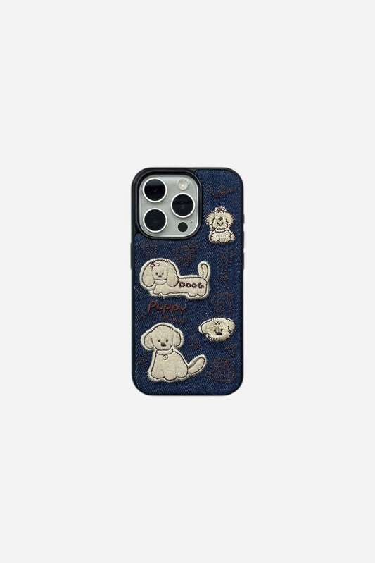 PUPPY DENIM EMBROIDERED CASE