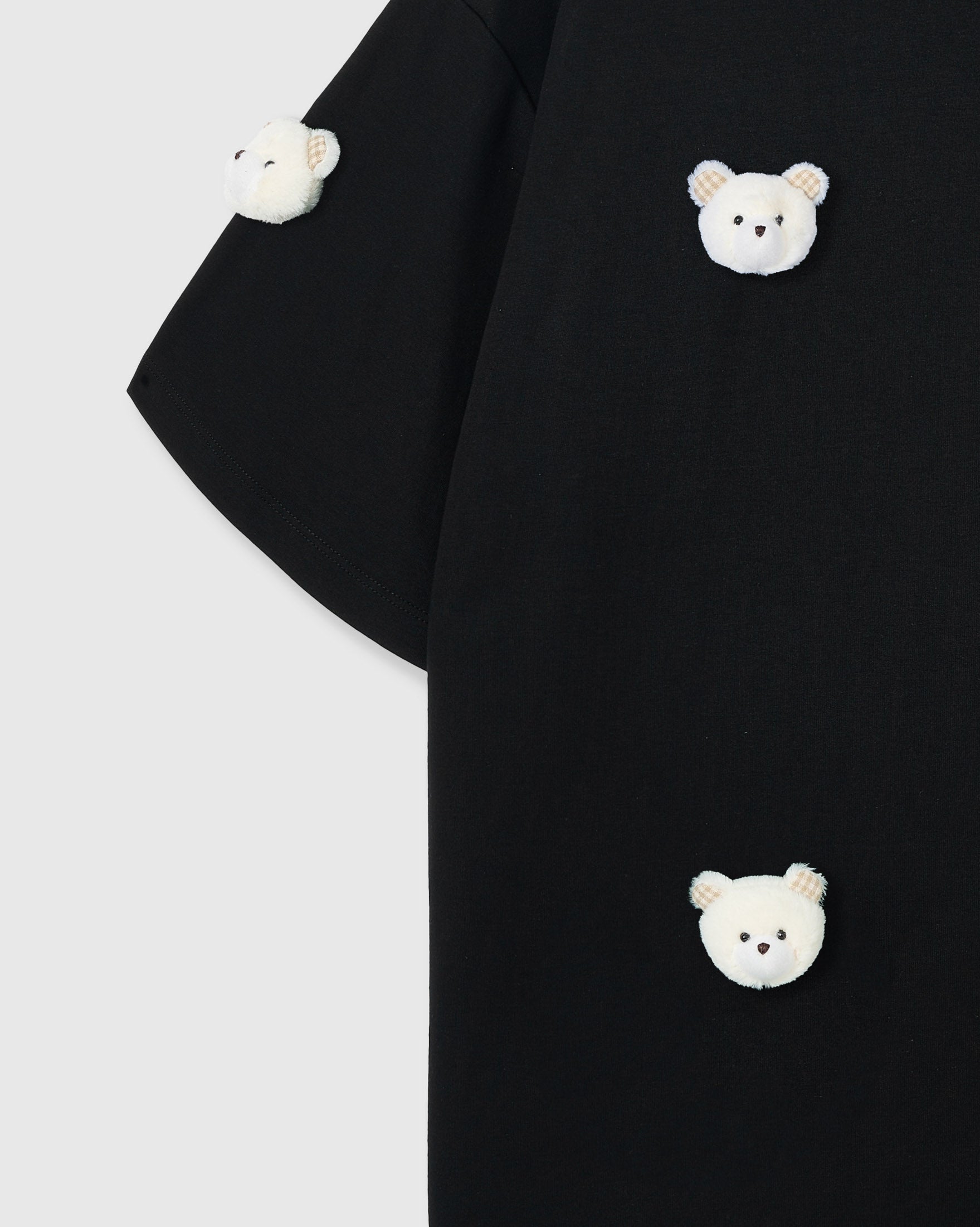 BEAR CHECKERED EAR WHITE T-SHIRT