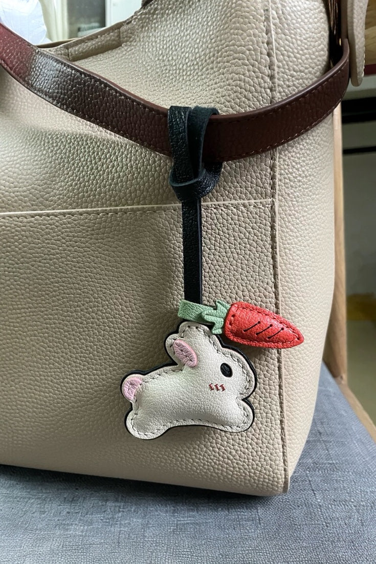 RABBIT WITH CARROT BAG CHARM