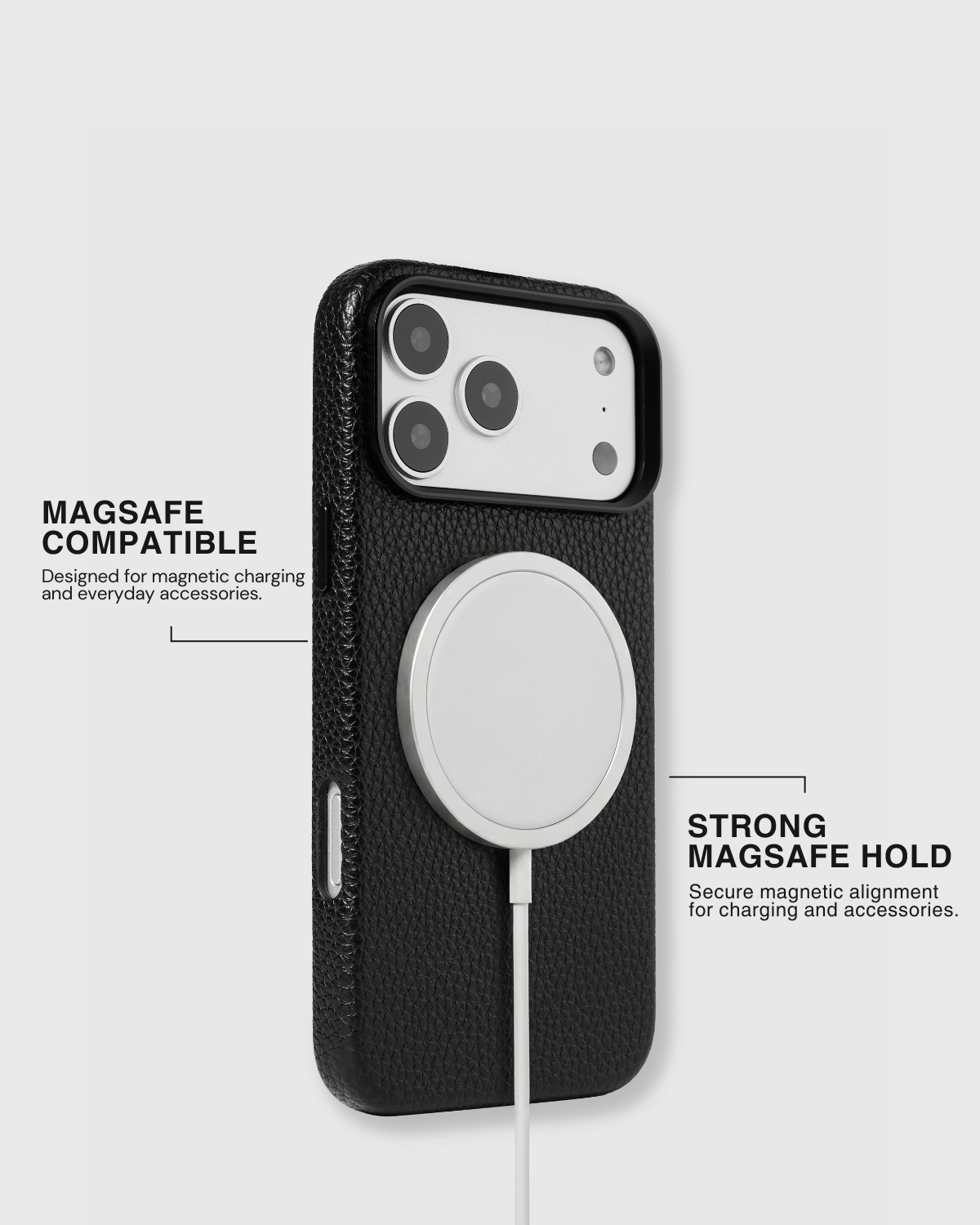{{MagSafe compatible.}} STICKYZOO Evil Eye Heart Talisman Charm Case with MagSafe charger attached, strong magnetic alignment