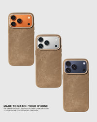 Custodia per telefono in denim — marrone chiaro