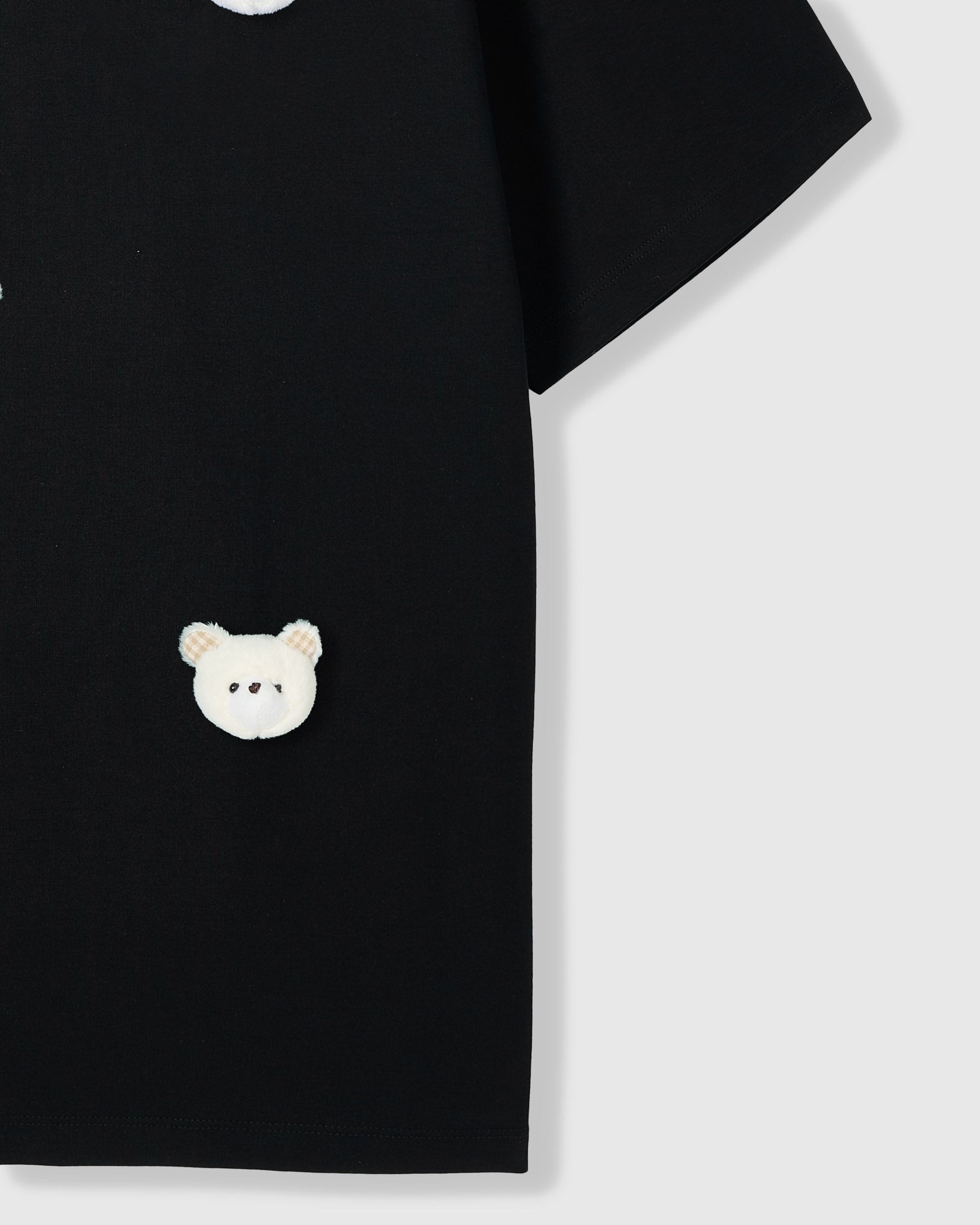 BEAR CHECKERED EAR WHITE T-SHIRT