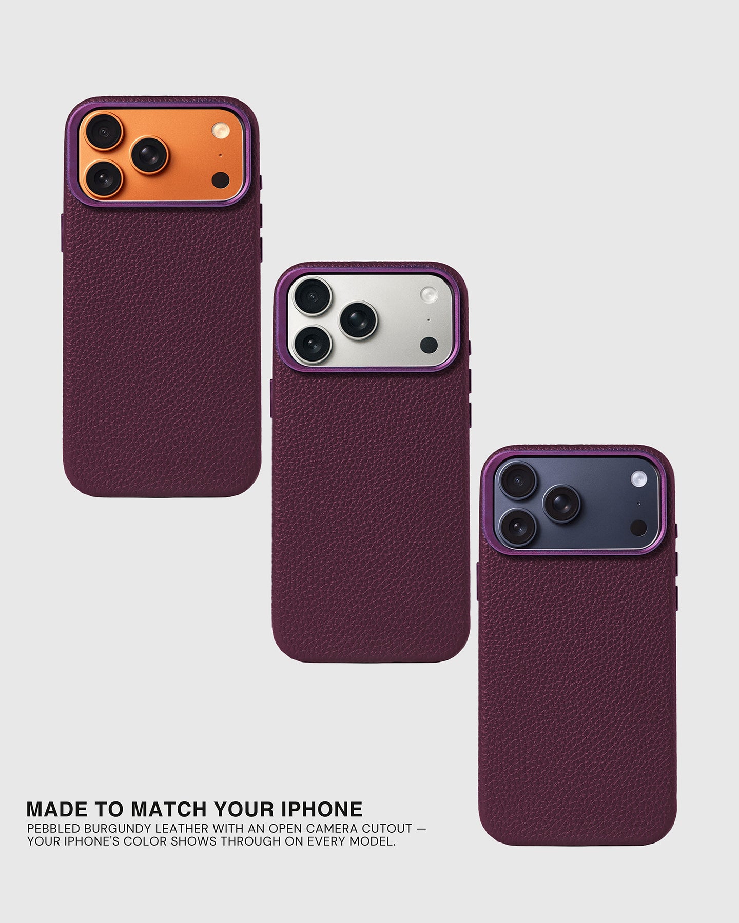 TEXTURED LEATHER CASE — BURGUNDY