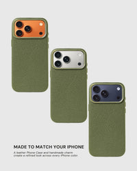 TEXTURED LEATHER CASE — OLIVE
