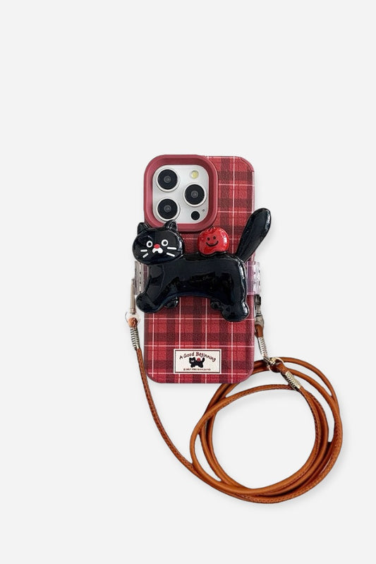 BLACK CAT PLAID CASE