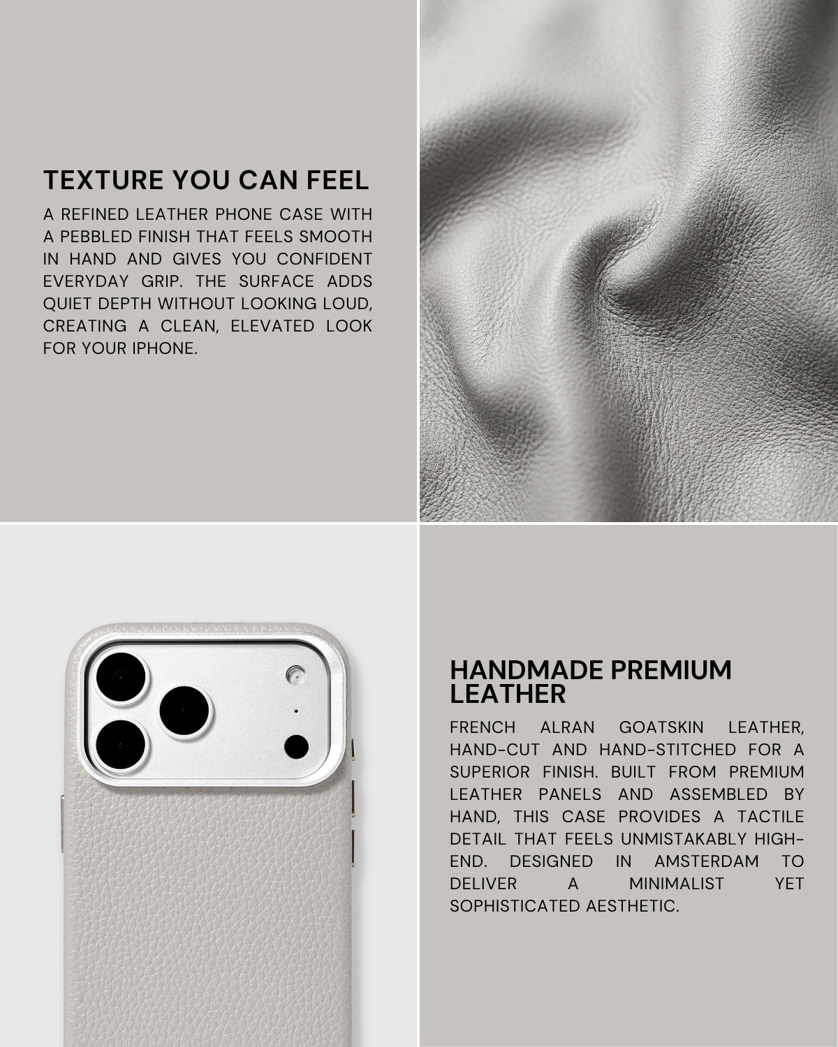 TEXTURED LEATHER CASE — GRAY