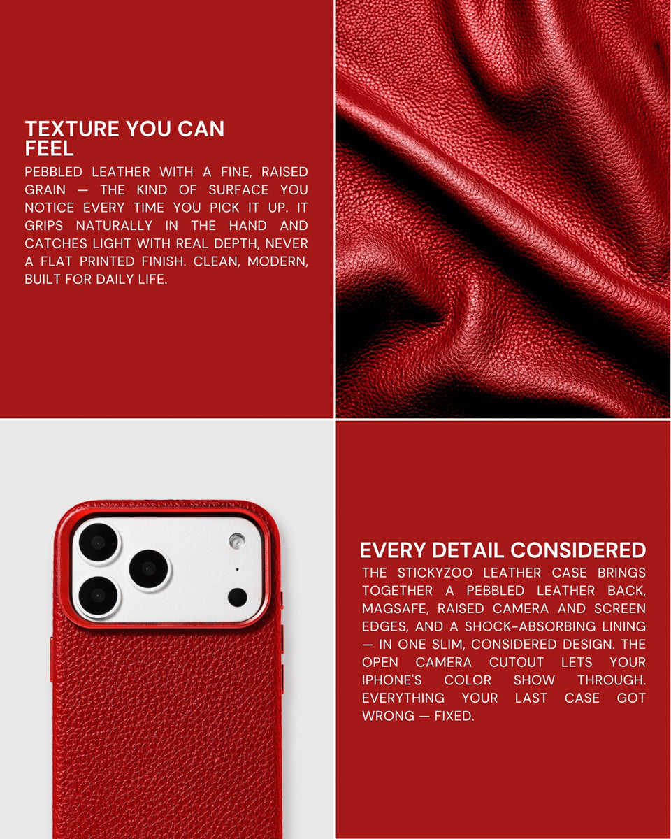 Custodia in pelle strutturata — rossa