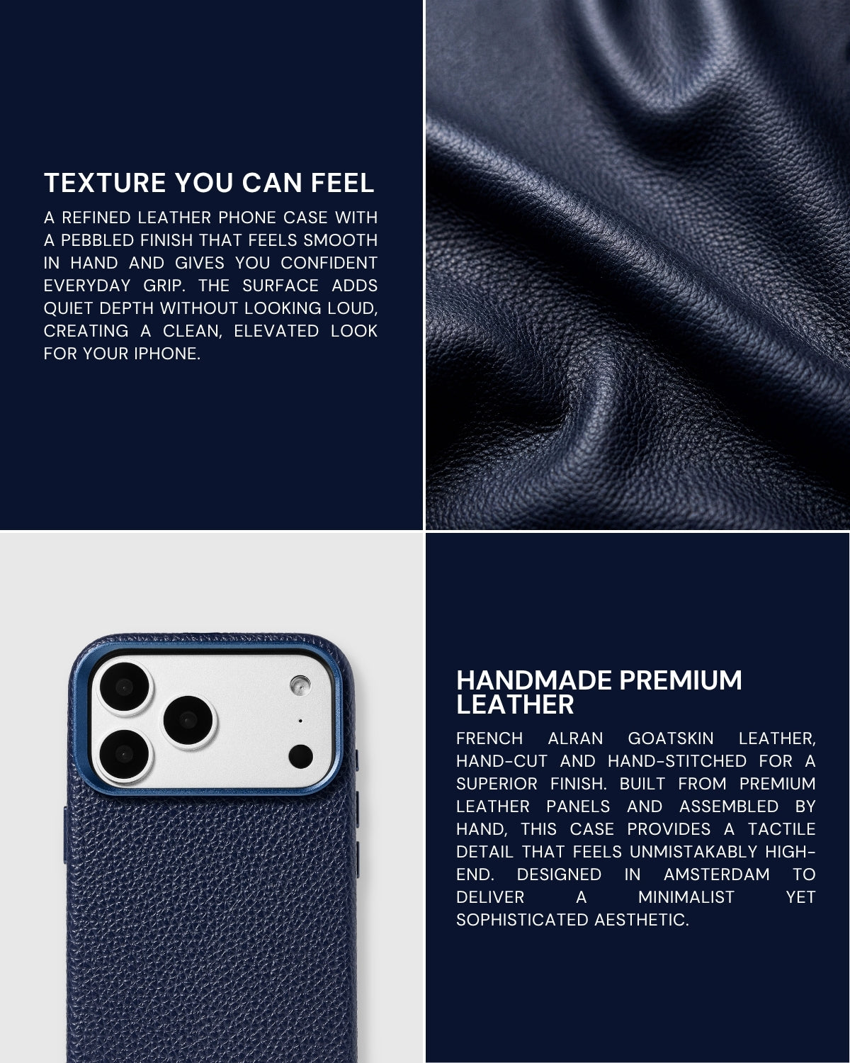 TEXTURED LEATHER CASE — BLUE