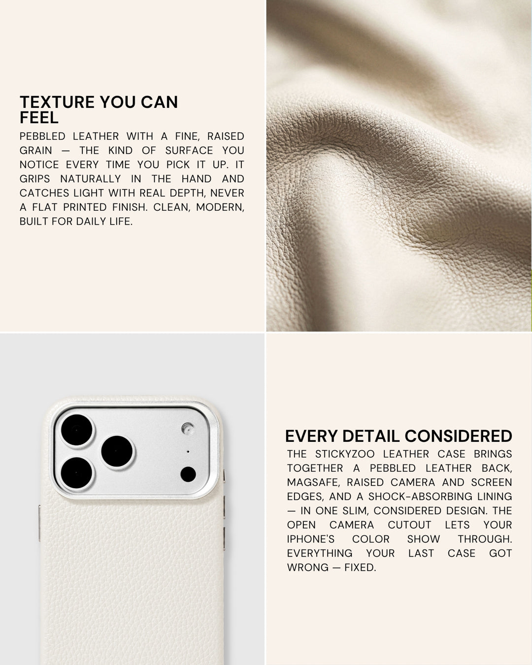 ÉTUI EN CUIR TEXTURÉ — BLANC
