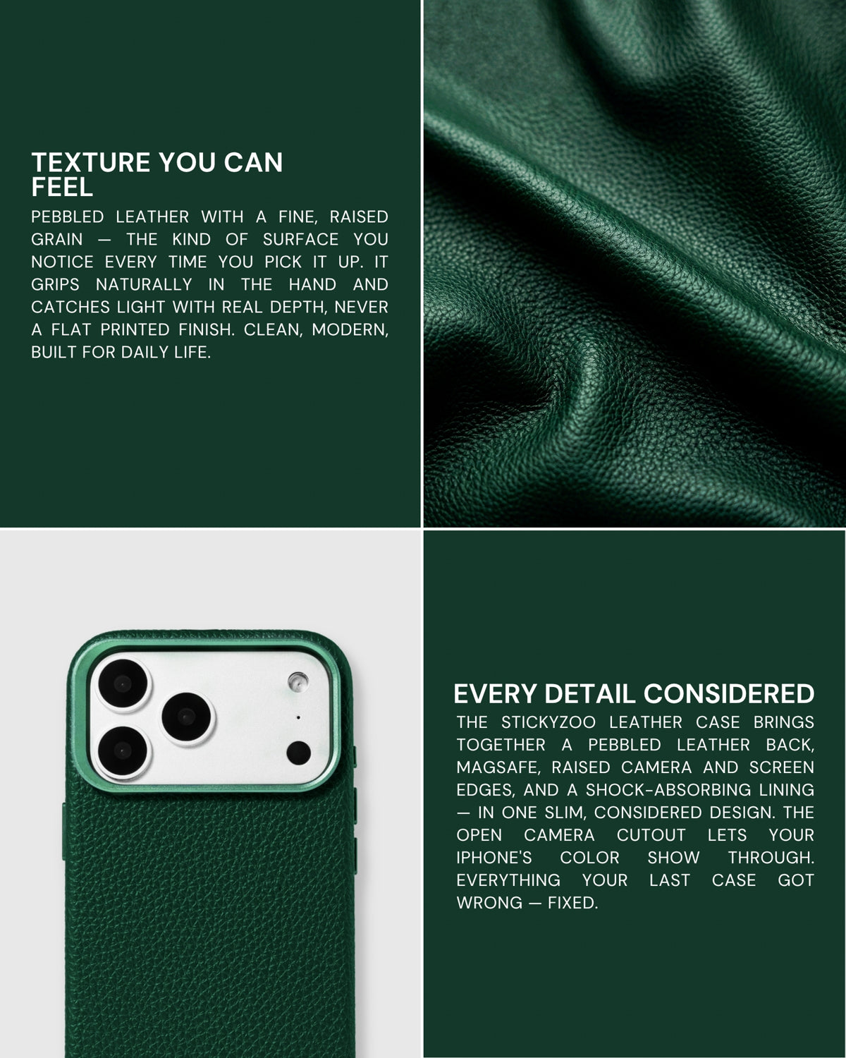 TEXTURED LEATHER CASE — GREEN