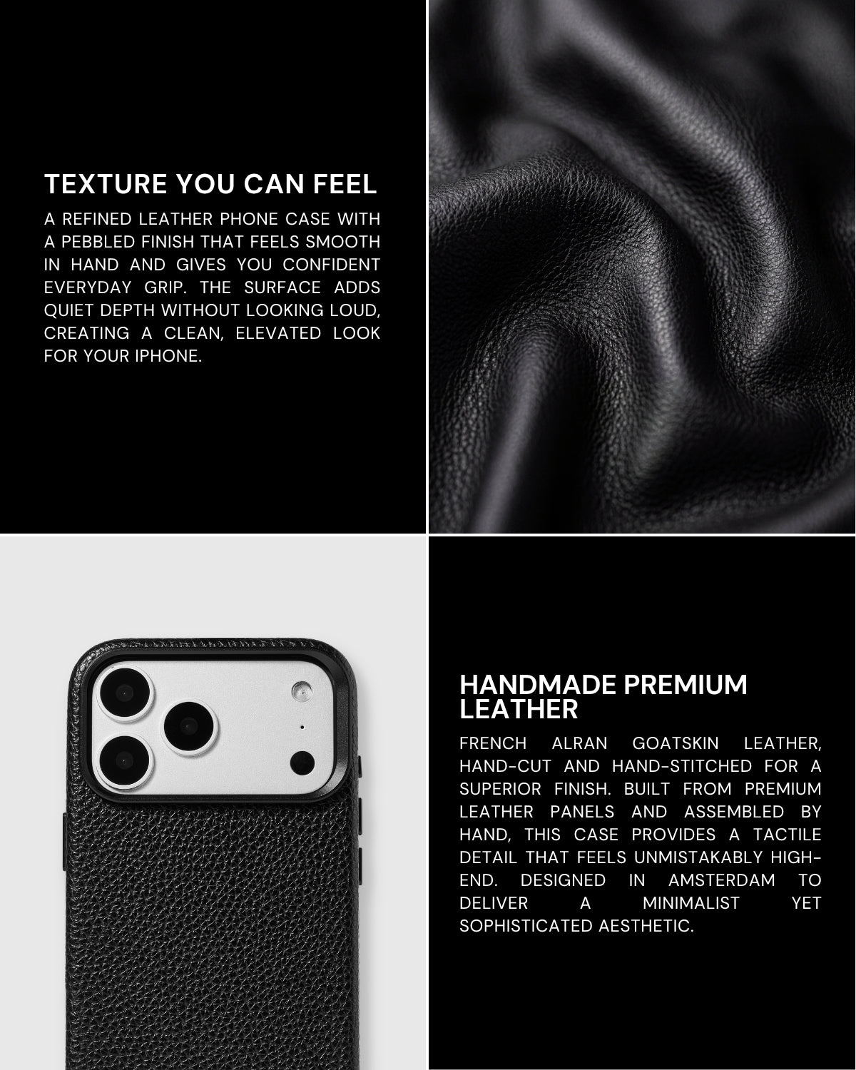 TEXTURED LEATHER CASE — BLACK