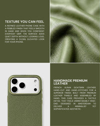 TEXTURED LEATHER CASE — OLIVE