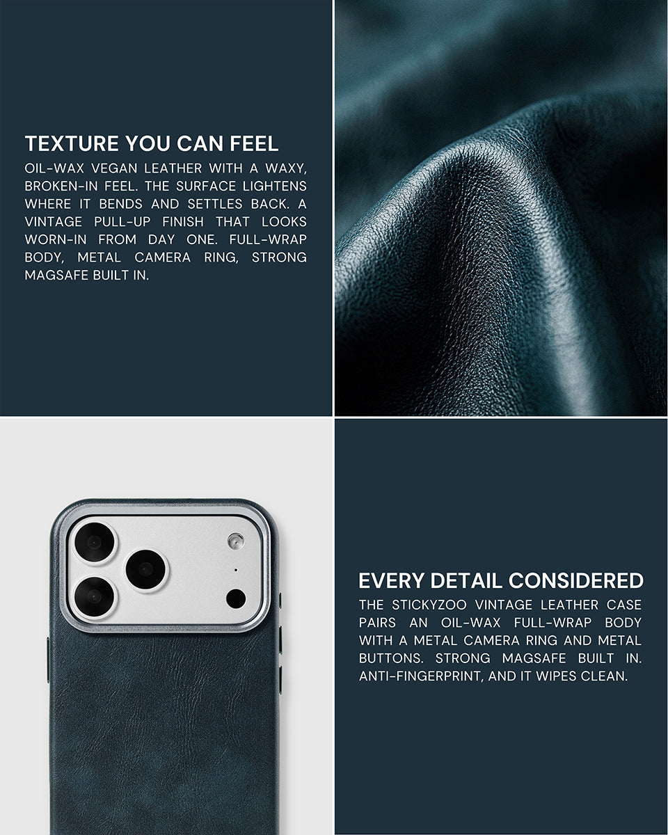 VINTAGE LEATHER PHONE CASE — BLUE