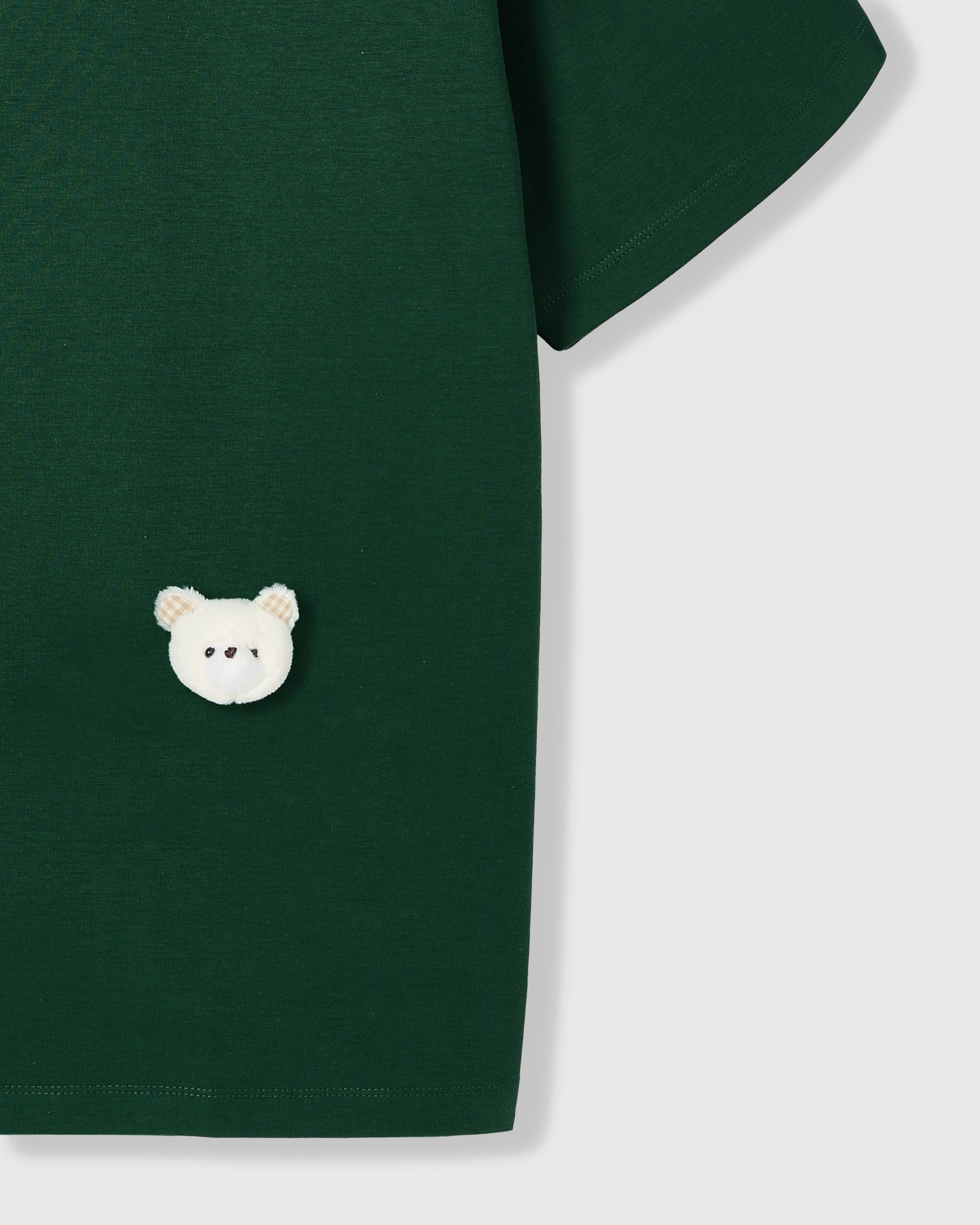 BEAR CHECKERED EAR WHITE T-SHIRT