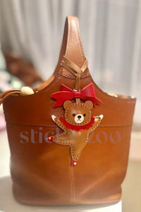 BALLET BEAR CHARM — French Alran leather from Tarn, France, founded 1903, Entreprise du Patrimoine Vivant.