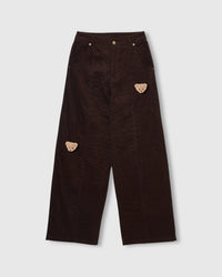 STICKYZOO Bears on the Cords Relaxed Fit pants in brown with two hand-stitched 3D plush teddy bear faces