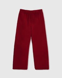 Back view of red Teddy Bear Sweatpant showing clean construction and elastic waistband