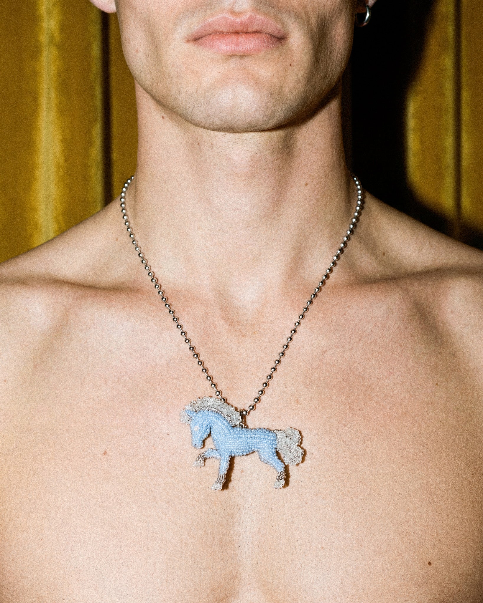 BLUE HORSE BEAD NECKLACE