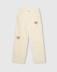 STICKYZOO Bears on the Cords in cream with two hand-stitched 3D plush teddy bear faces and silver hardware