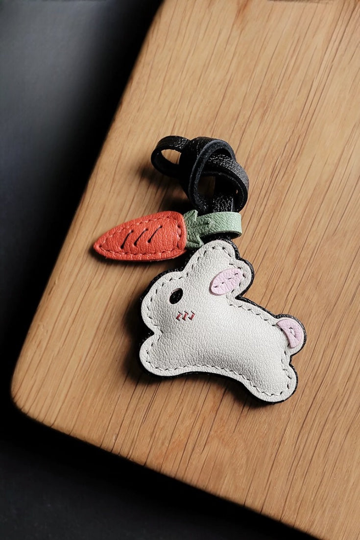 RABBIT WITH CARROT BAG CHARM