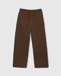 Back view of STICKYZOO brown Teddy Check-Ear Sweatpant showing straight-leg silhouette