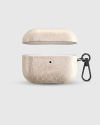 STICKYZOO ivory croc case open showing raised crocodile texture and polycarbonate interior