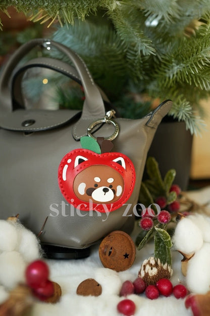 RACCOON APPLE CHRISTMAS BAG CHARM