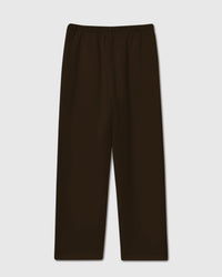 Back view of dark brown Gingerbread Joy Sweatpant showing relaxed straight-leg silhouette and elastic waistband