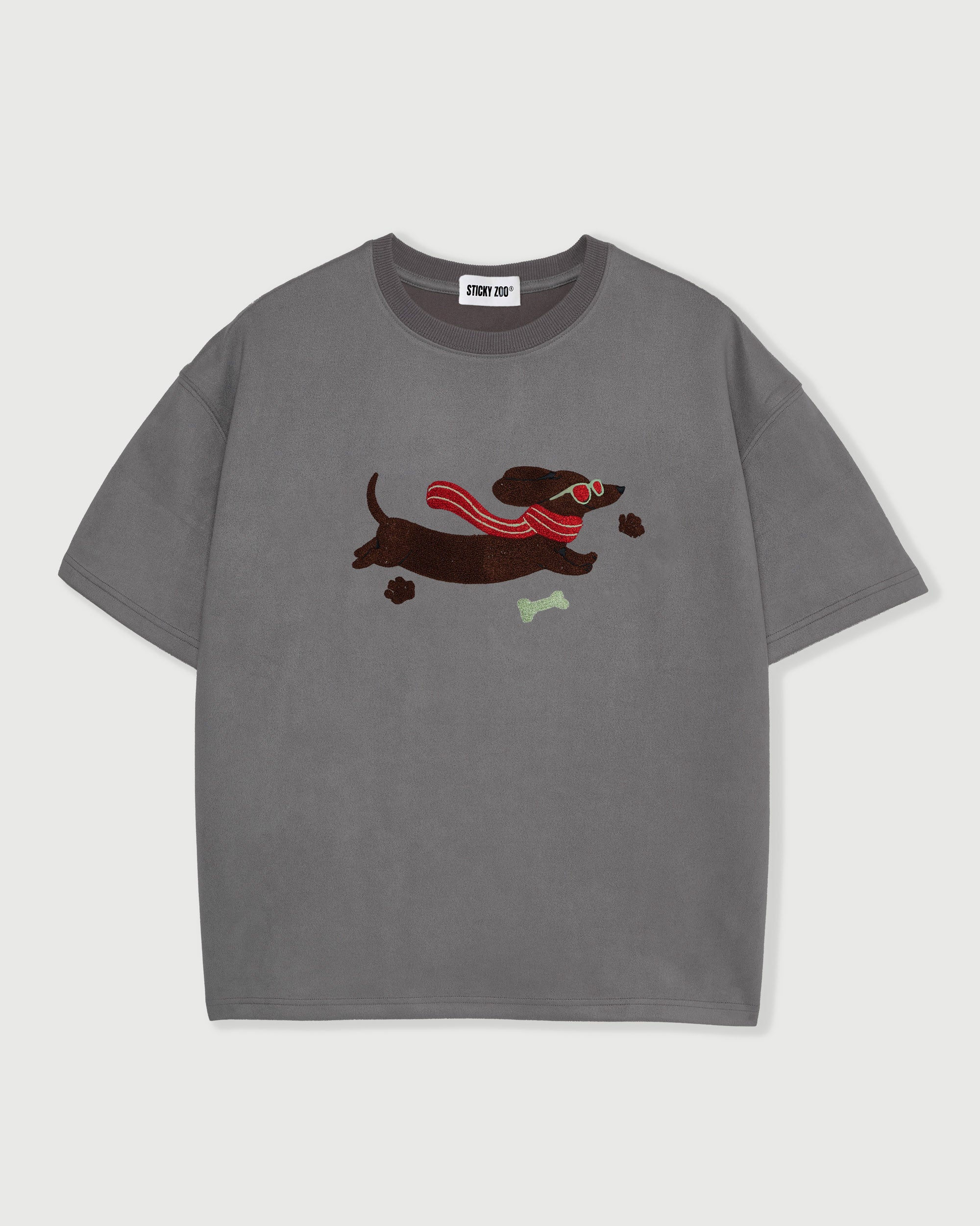 PEBBLE GREY DACHSHUND T-SHIRT