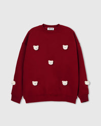 STICKYZOO TEDDY CHECK-EAR SWEATSHIRT featuring 7 hand-stitched plush check-ear bears, designed in Amsterdam
