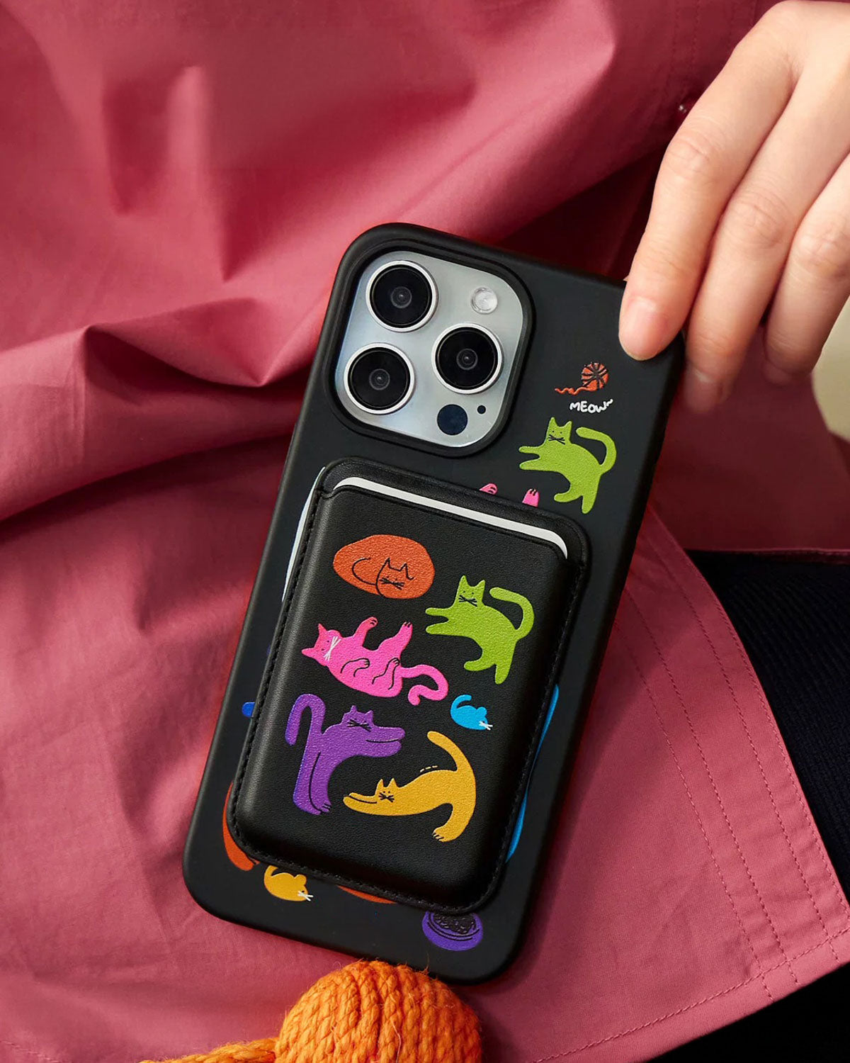 Custodia per telefono con portafoglio Gatti Colorati