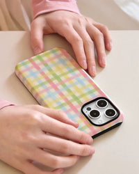 Sarung Telefon Kain Kotak Bunga Pastel
