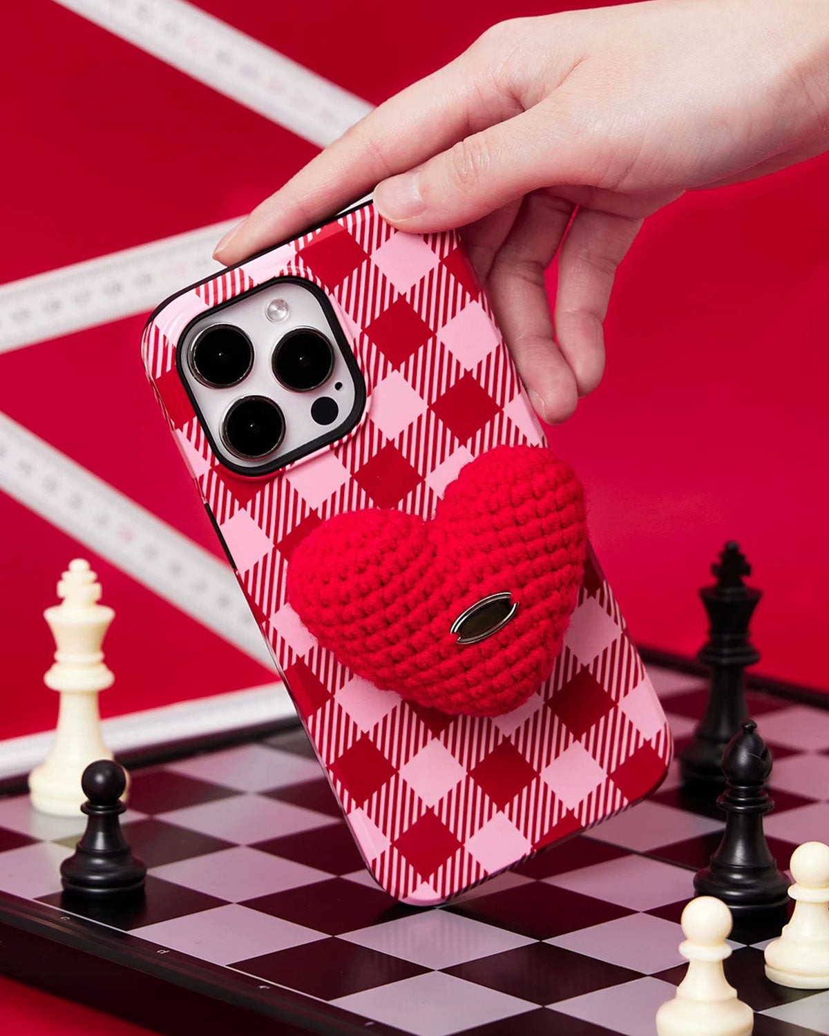 Red Heart Gingham Phone Case