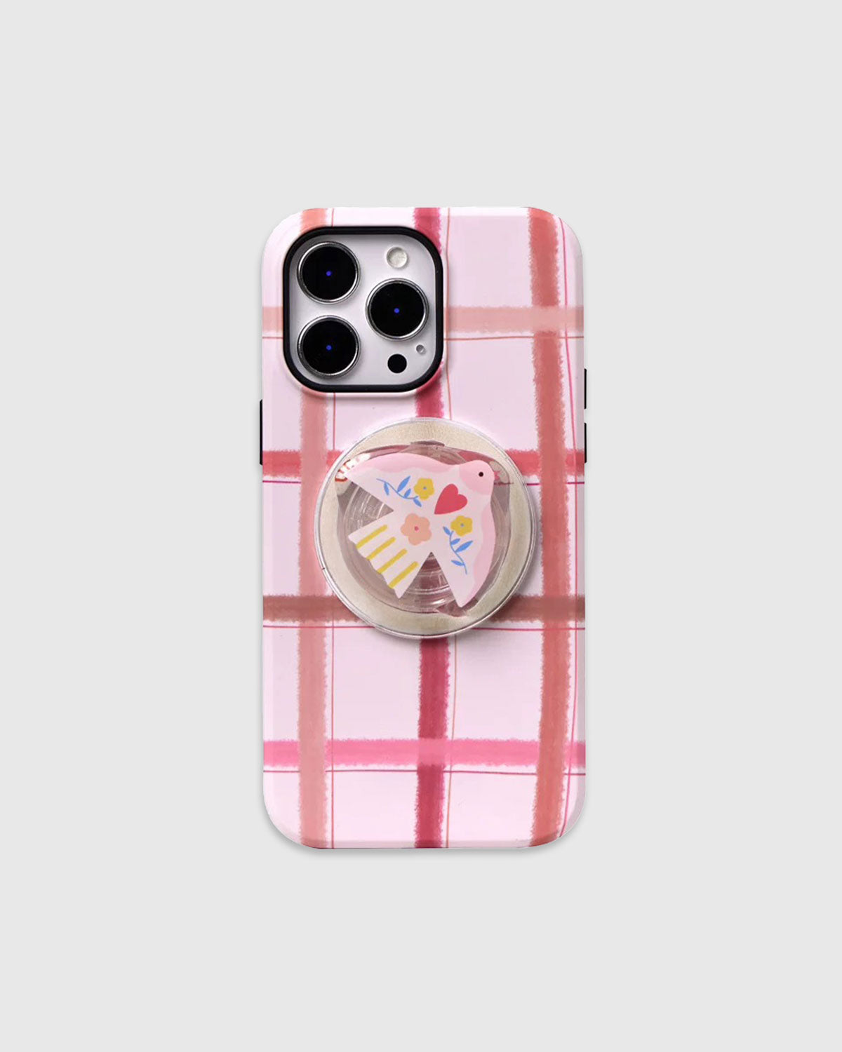 Pink Plaid Bird Phone Case