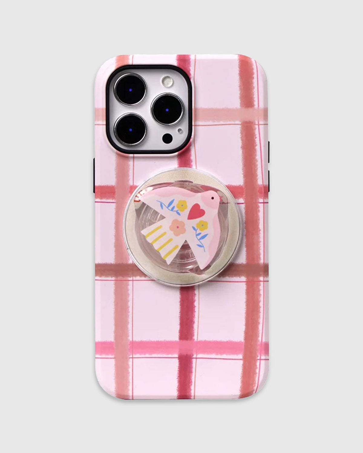 Sarung Telefon Burung Kain Kotak Merah Jambu