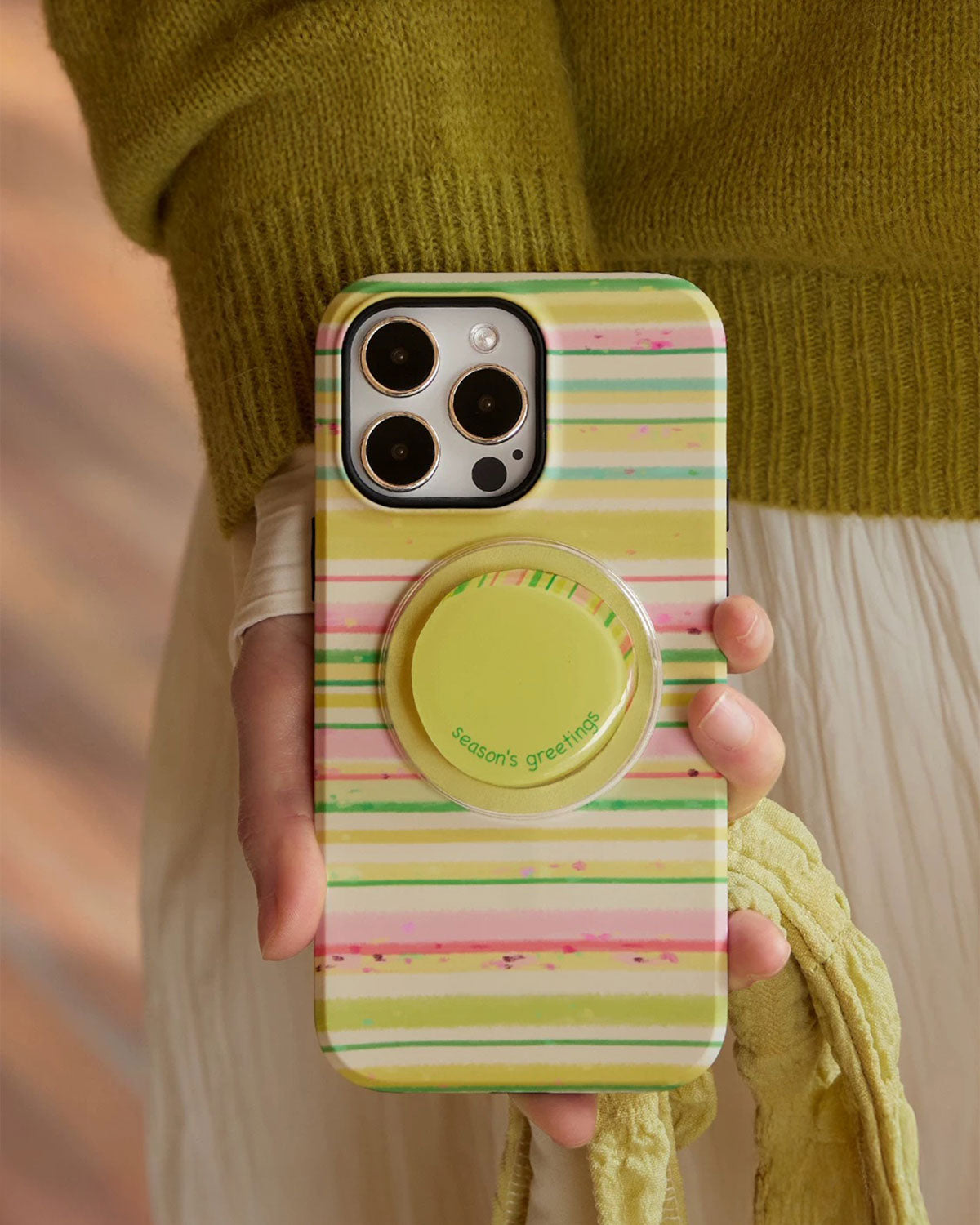 Pastel Stripe Season’s Greetings Phone Case